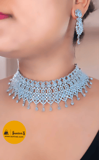 Image 2 of Isha_AD Choker Set - Party Choker Set with Earrings