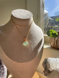 Image 1 of Gold Green Fluorite Heart Crystal Necklace