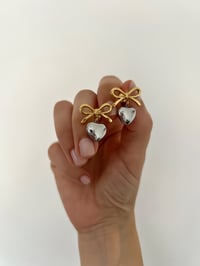 Image 3 of BOW HEART EARRINGS