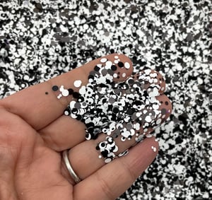 Image of  Black & White Chunky Glitter Mix, Cookies & Cream, 3oz