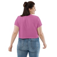 Image 2 of Crop Tee - Jack O Lantern Retro Purple Glow (Deep PInk)