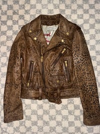 Image 1 of Golden Goose Leopard Print Biker Jacket
