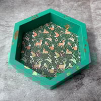 Image 2 of Green Woodland Print Small Hexagon Dice Tray