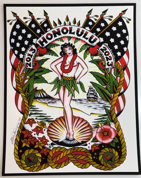 Image of hula pin-up print 11 x14