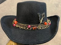 Image 1 of Black Top Hat Red Bead, Chain & Dragonfly  Band