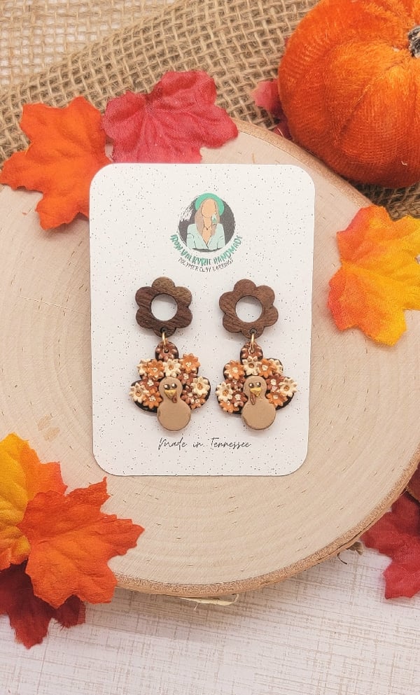 Image of Floral Turkey Earrings