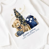  My First Christmas Bear Babygrow- Navy