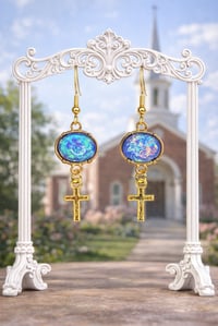 Image 2 of Alexandrite Cross Earrings 