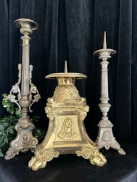 Image 11 of Très grand pique cierge d’église en bronze massif, début 1900