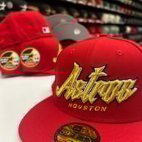 Image 1 of New Era 59Fifty Scarlet Slab Script 35 yrs