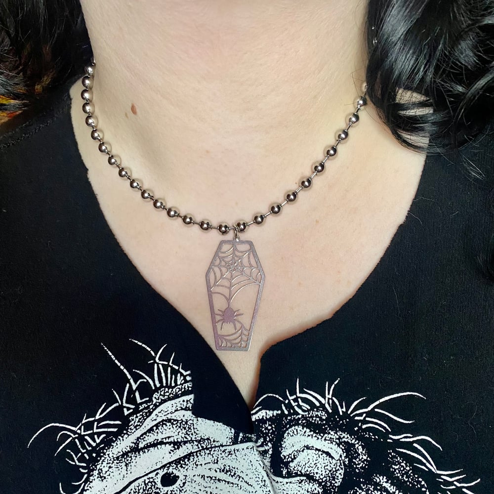 Image of Spider Coffin Necklace 