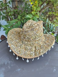 Image 1 of Dolly cowboy hat - recycled sari fabric Gold & Silver