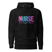 Image 4 of Unisex Hoodie, Nurse Love, Inspire, Heal Uplifting Colorful Hoodie