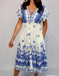 Image 1 of Paisley Border Mumma Mia Button Front Midi Dress