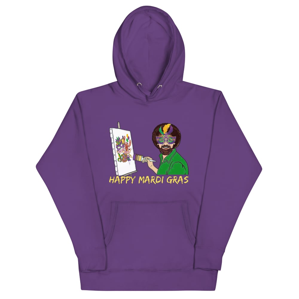 Image of Happy Mardi Gras (Bob Ross) Unisex Hoodie