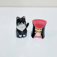 Image 4 of Count Dracula tuxedo cat ceramic figurine