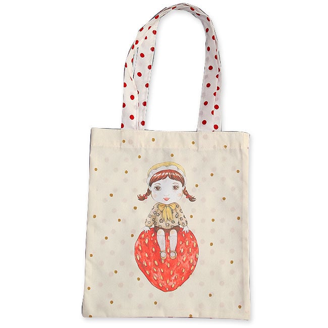 Image of Sac en coton enfant Fille et fraise