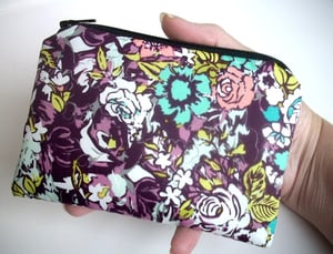 Image of Floral Little Zipper pouch coin purse Gadget Case NEW ECO Dark Millefiori (Padded)
