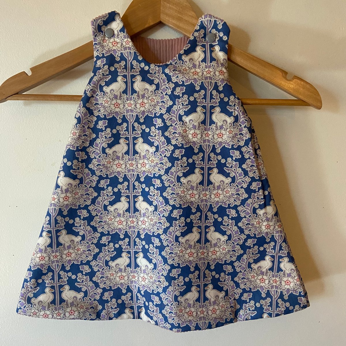 Image of Little Reversible Dress Pink Cord & Duck Pond