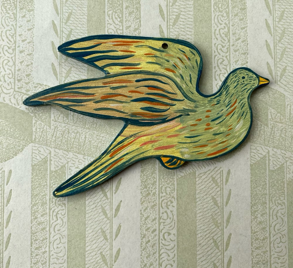 Image of Miniature painted bird cutout (A)
