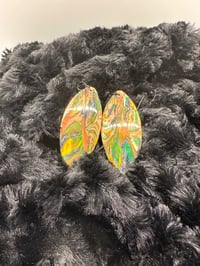 Image 1 of Large Tropical Print Earrings 