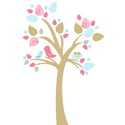 Tree with Bird Nest Fabric Wall Sticker Decal - Removable and Reusable