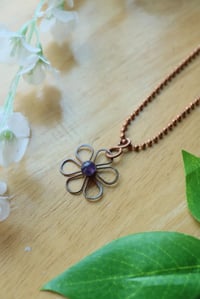 Image 3 of Copper + Amethyst Flower Necklace