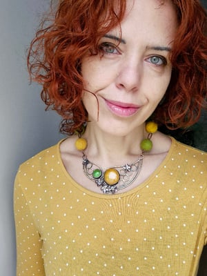 Yellow and green summer necklace 