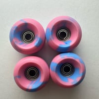 Blue/pink swirl wheels 