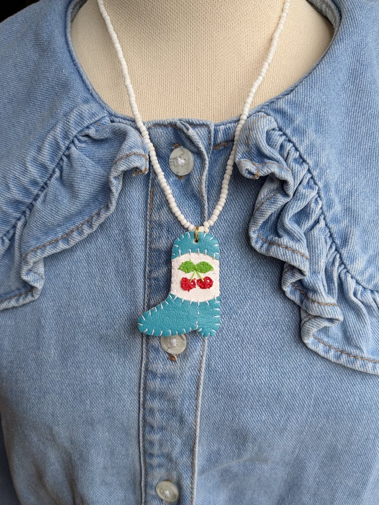 Image of Cherry Cowboy Boot Necklace
