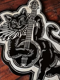 Image 3 of Banjo Cat Woodcut