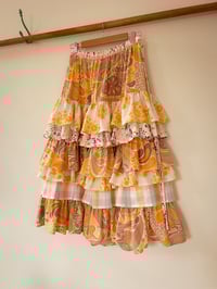 Image 2 of Custom Made Vintage Textile Ruffle Skirt