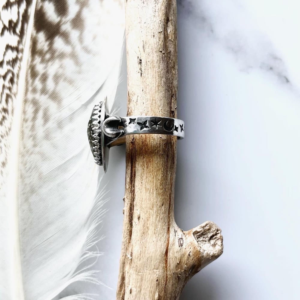 Handmade Celestial Pyrite Crystal Sterling Silver Ring 925