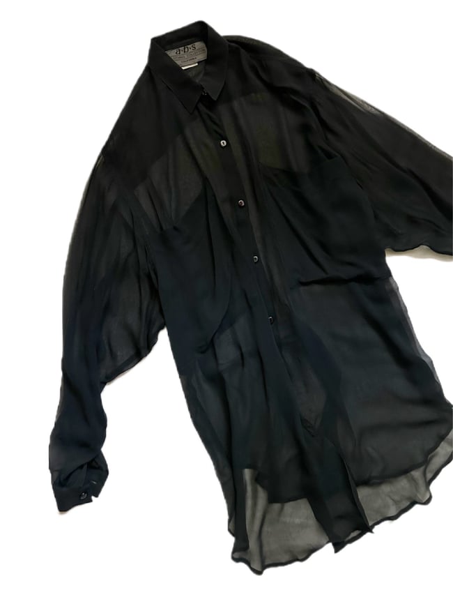 90s supermodel era black sheer tunic shirt 