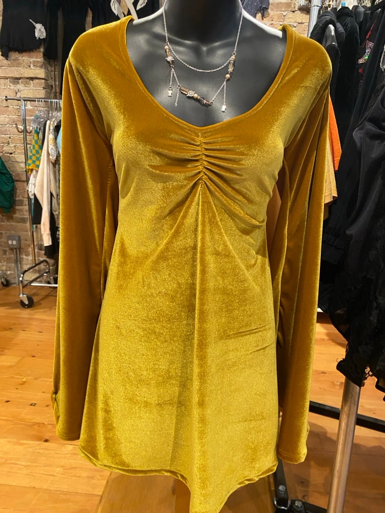 Image of Bell Sleeve Dress Mustard