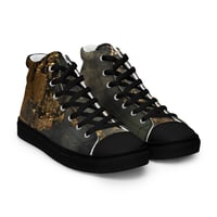 Image 18 of Tattered Look Goth Inspired Black, Gray and Gold Women’s high top canvas shoes