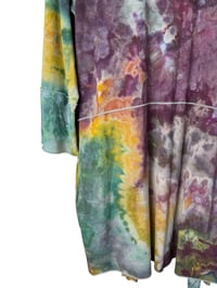 Image 9 of 1XL Drapey 3/4 Sleeve Cardigan With Pockets in Rustic Watercolor Ice Dye