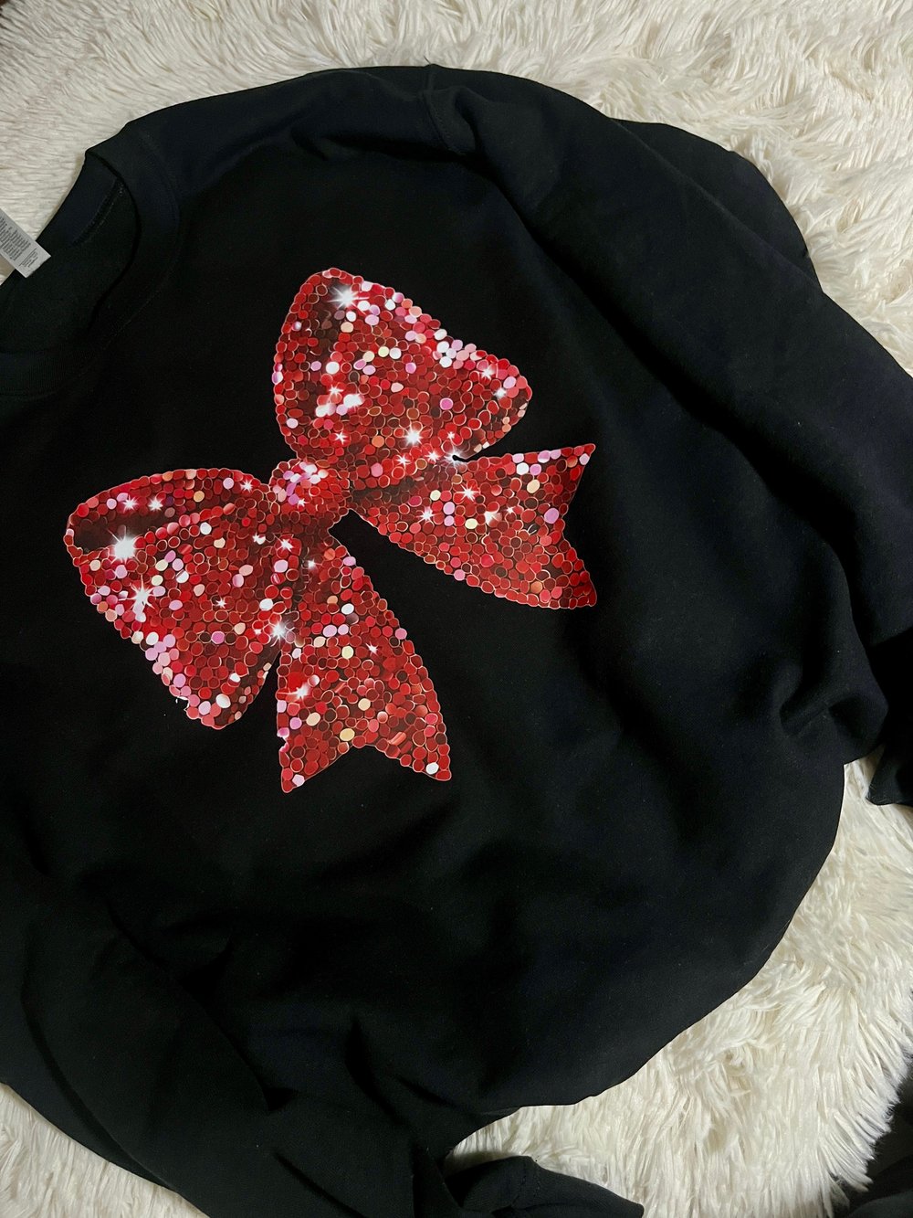 Image of Red Sequin Bow T-Shirts and Sweaters