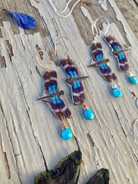 Image 1 of Blue Dragonfly Earrings with Natural Turquoise