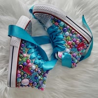 Image 4 of Toddler girl Kids bling pearl customized Canvas shoes