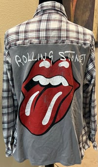 Vintage White/Black/Red Flannel Shirt The Rolling Stones