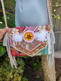 Image 1 of Chilean Bag -white tassles / fringes and Silver strap