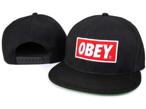 Image of Obey White Writing With Red Background Snapback