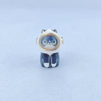 Image 1 of Tuxedo cat with astronaut helmet ceramic figurine (helmet cover version)