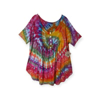 Image 1 of XL Luxe Knit Babydoll Top in Tropical Spiral Ice Dye