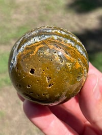 Image 8 of Ocean Jasper Laced With Druzy Quartz Sphere #2833