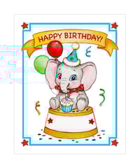 Image 2 of Retro Circus Elephant Customized Birthday Print (8x10)