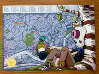 Limited 1 of 1 Hand Painted on Bristol Map 42cm by 30cm ROBIN Cheo Character Signed copy