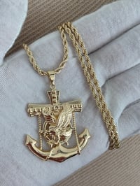Image 4 of Anchor Eagle Pendant With 4mm (22”) Rope Chain –Necklace for Men