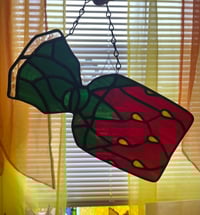 Image 2 of Stained glass strawberry candy suncatcher